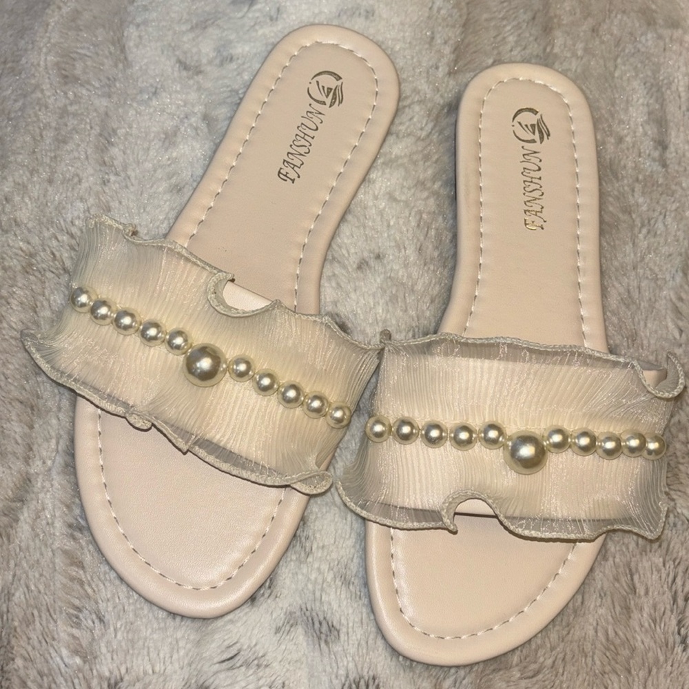 Tulle Pearl White Sandals